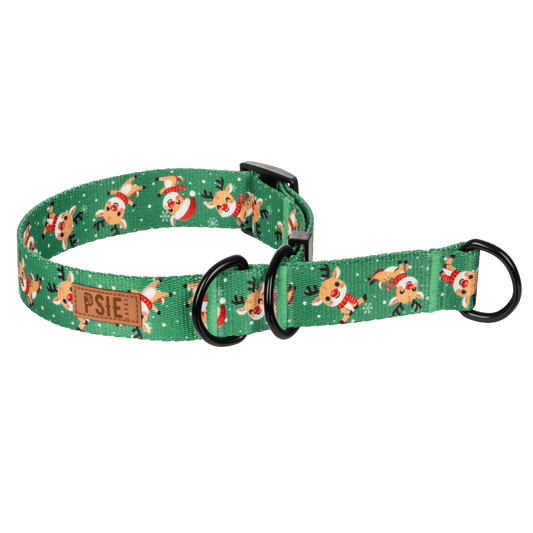 PSIEŁAPKI Obroża półzaciskowa dla psa wzór "Renifer"