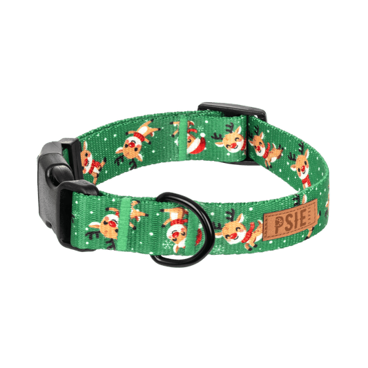PSIEŁAPKI Obroża z klamrą dla psa wzór "Renifer"