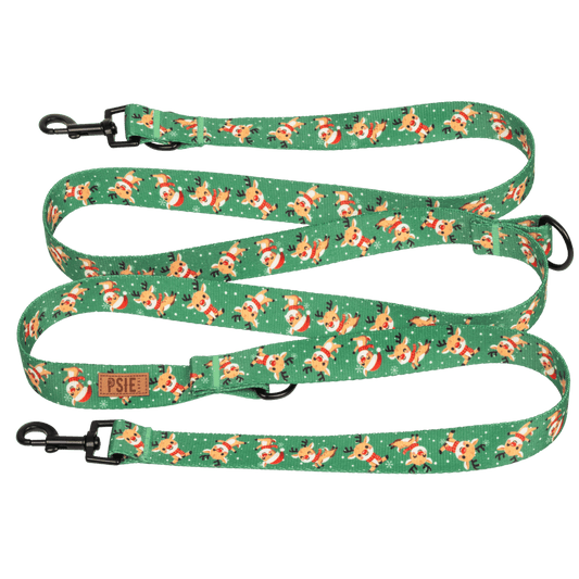 PSIEŁAPKI Smycz przepinana dla psa wzór "Renifer"