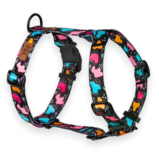 Szelki Guard w kleksy dla psa – regulowane, z mocnymi okuciami.