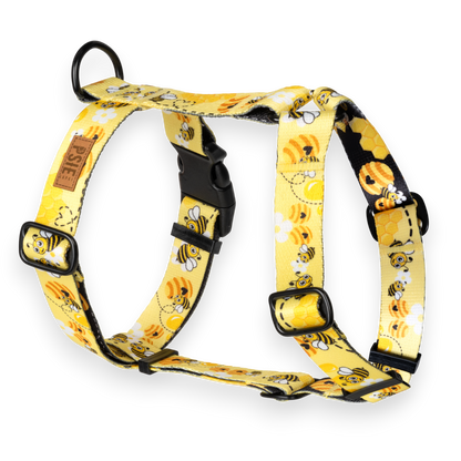 Szelki Guard w pszczoły dla psa – regulowane, z mocnymi okuciami.
